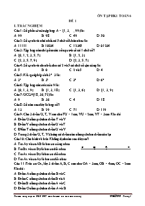 5 Đề ôn tập thi học kỳ I môn Toán Lớp 6